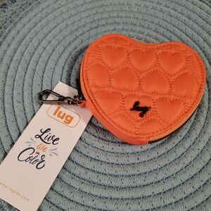 Lug Bright Coral Heart-Shaped Coin Purse